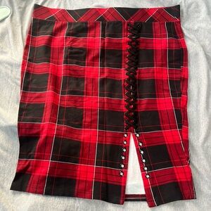 Torrid Red and Black Plaid Pencil Skirt